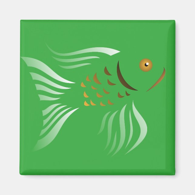 Nowruz Goldfish Vector Graphics Grönt - bakgrund Magnet (Framsidan)