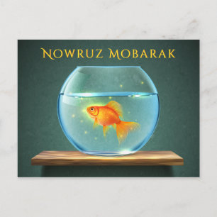 Nowruz Mobarak Goldfish i Bowl Vykort