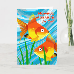 Nowruz Mobarak, persiska nyåret för pappa, guldfis Helgkort