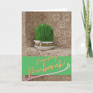 Nowruz Mubarak med Sabzeh och Colorful Ord Kort