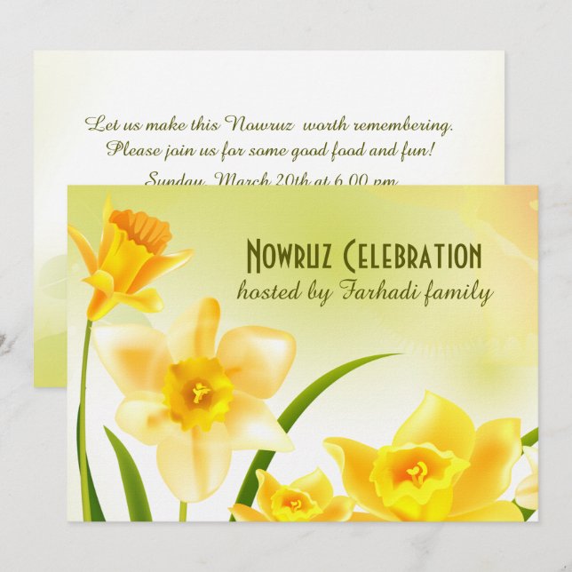 Nowruz Mubarak Persian New Year Party-inbjudningar Inbjudningar (Fram/baksida)
