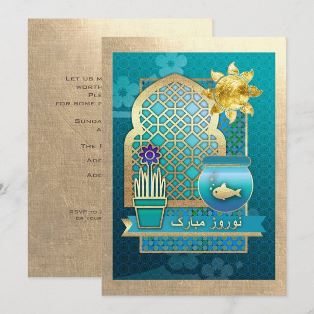 Nowruz Mubarak Persian New Year Party-inbjudningar Inbjudningar (Fram/baksida)
