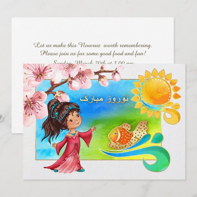 Nowruz Mubarak Persian nyår Party Inbjudningar (Fram/baksida)