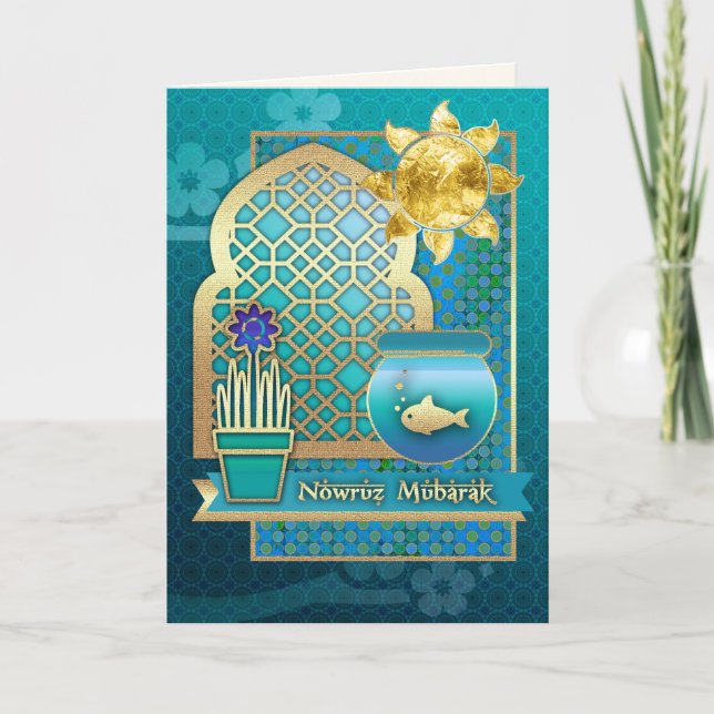 Nowruz Mubarak. Persiska nya årskort Helgkort (Framsida)