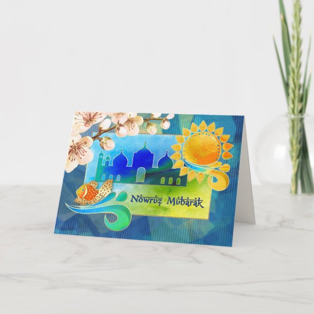 Nowruz Mubarak. Persiska nya årskort Helgkort (Framsida)