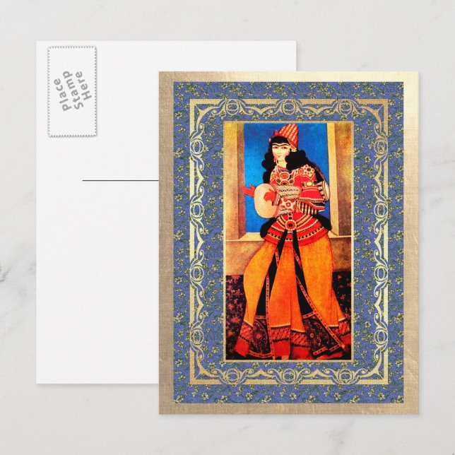 Nowruz Mubarak. Persiska nyår vykort (Fram/baksida)