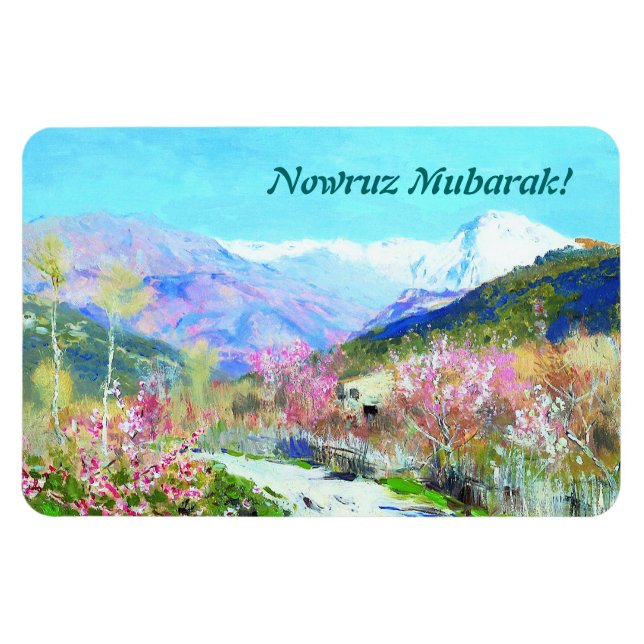 Nowruz Mubarak. Persiska nyårskonst Magnet (Horisontell)
