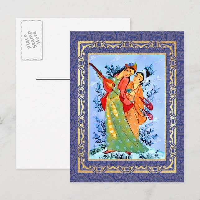 Nowruz Mubarak. Persiska nyårskort Helg Vykort (Fram/baksida)