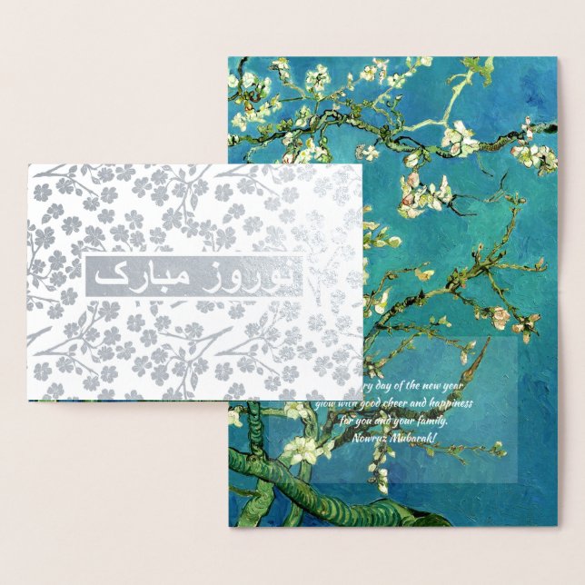 Nowruz Mubarak. Verkliga foil Persian-årskort Folierat Kort (Display)