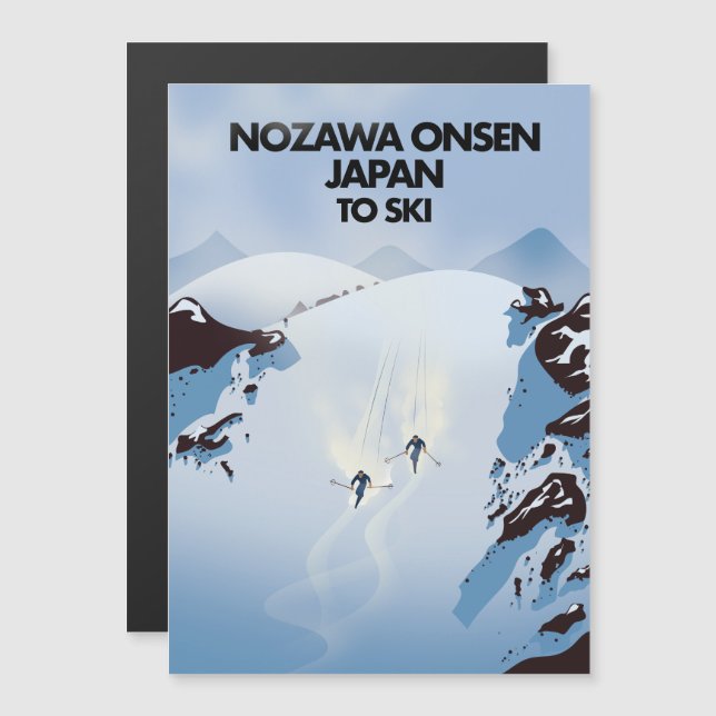 Nozawa Onsen Japan skidtryck. (Fram/baksida)