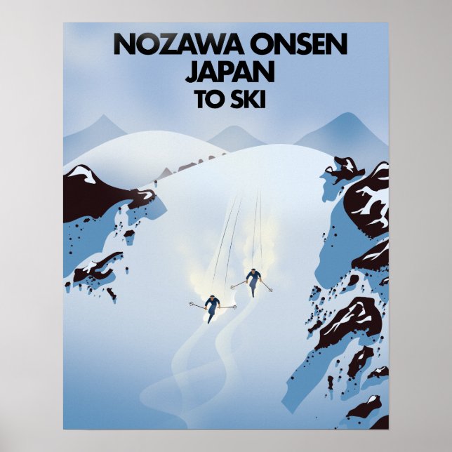 Nozawa Onsen Japan skidtryck. Poster (Framsidan)
