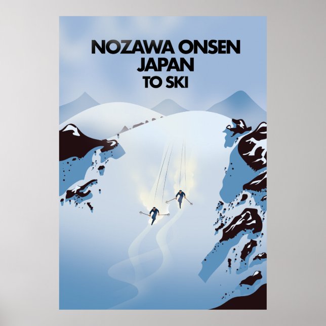 Nozawa Onsen Japan skidtryck. Poster (Framsidan)