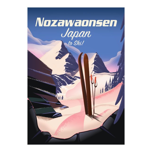 Nozawaonsen Japan skidalar Fototryck (Framsidan)