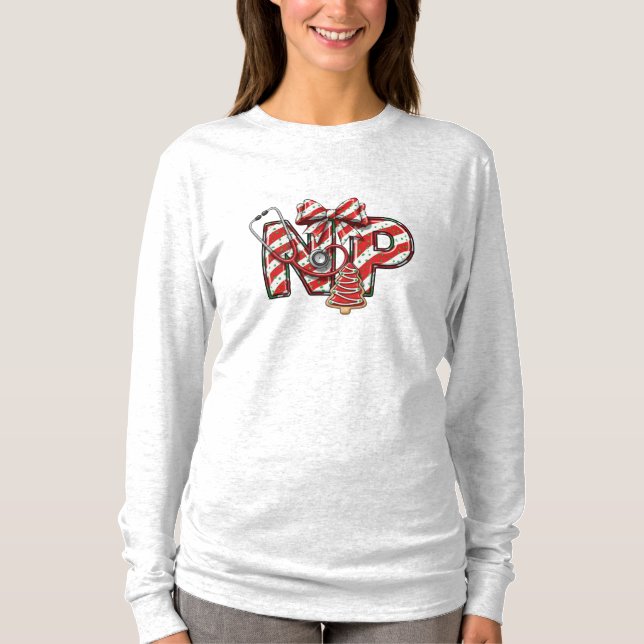 NP Sjuksköterska jul långärmad T Shirt (Framsida)