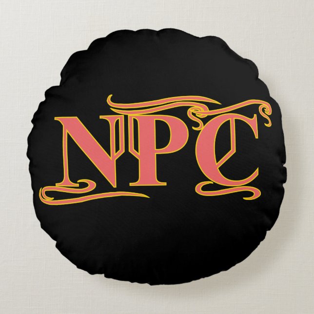 NPC Maim Rob eller Döda Funny RPG Rund Kudde (Framsidan)