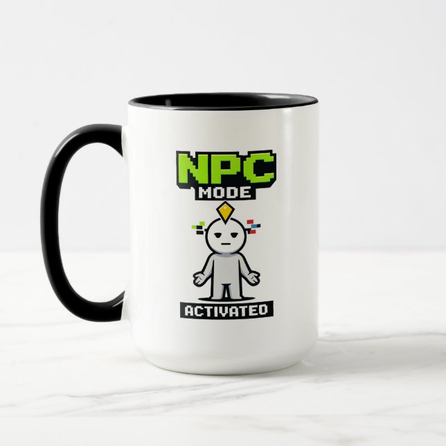 NPC Mode Activated Pixel Funny Cartoon Mugg (Vänster)