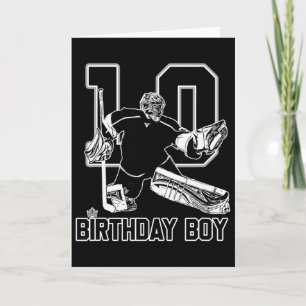 Nr 10 ishockeymålvakt Glad 10-årsdag pojke  Kort