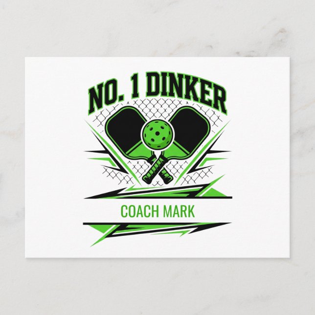 Nr 1 Dinker Pickleball Tränare Namndesign Vykort (Framsida)