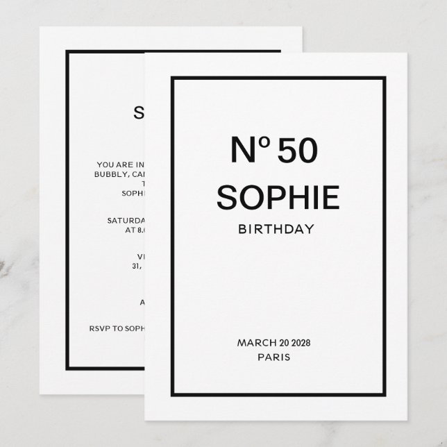 Nr 50 Fransk Chic 50-årsfest Inbjudningar (Fram/baksida)
