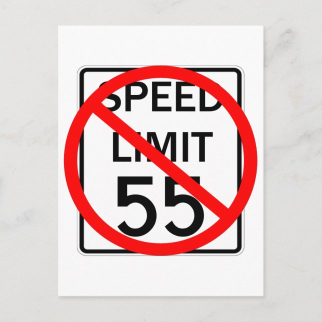 Nr 55 mph - hastighetsbegränsningssignatur vykort (Framsida)