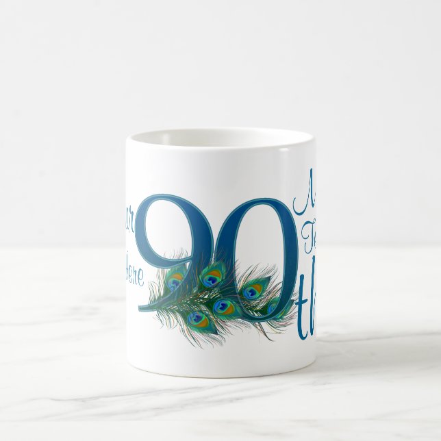 nr. 90 - 90:e bröllopsdag eller 90:e födelsedag kaffemugg (Center)
