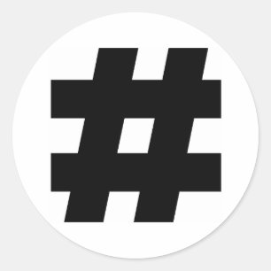 Nr. numrerar det Hashtag symbolet undertecknar Runt Klistermärke