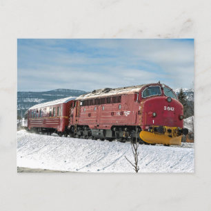 NSB Diesel NOHAB Di3-642 ankommande Røros Vykort