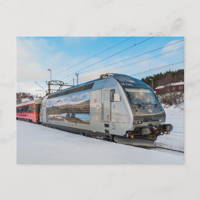 NSB El. 18 2242 ellokomotiv vid Dombaas Vykort (Framsida)