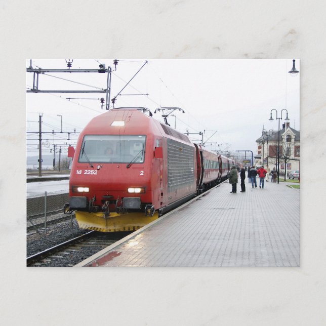NSB Electric Locomotive EL 18 vid Lillehammer Vykort (Framsida)