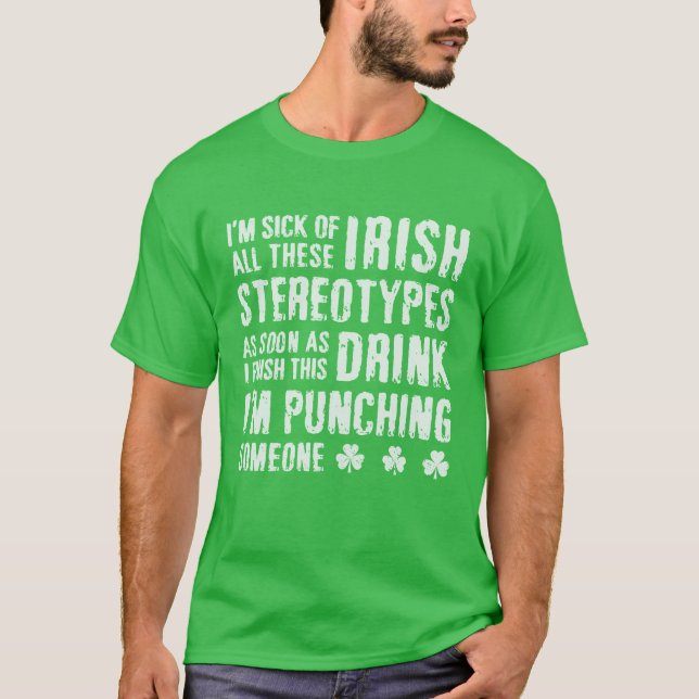 NSPF Funny Irish Stereotype T-Shirt (Framsida)