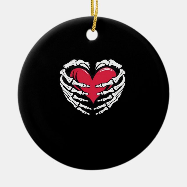 nt Hjärtat i Skeletal Händer Classic Julgransprydnad Keramik (Framsidan)