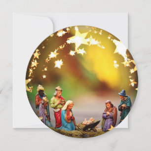 Ntivity Crib Virgin Mary Jesus Stars Ho Julkort