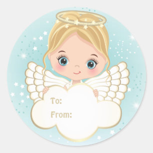 Ntivity Cute Angel Holding Cloud Sticker Runt Klistermärke