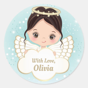 Ntivity Cute Angel Holding Cloud Sticker Runt Klistermärke