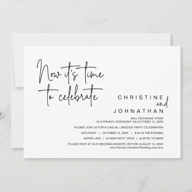 Nu är det dags att fira Bröllop Elopement Party Inbjudningar (Framsida)