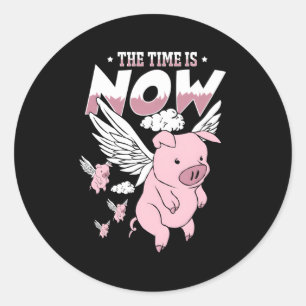 Nu är det dags att flyga Gris Magic Himlar Bacon G Runt Klistermärke