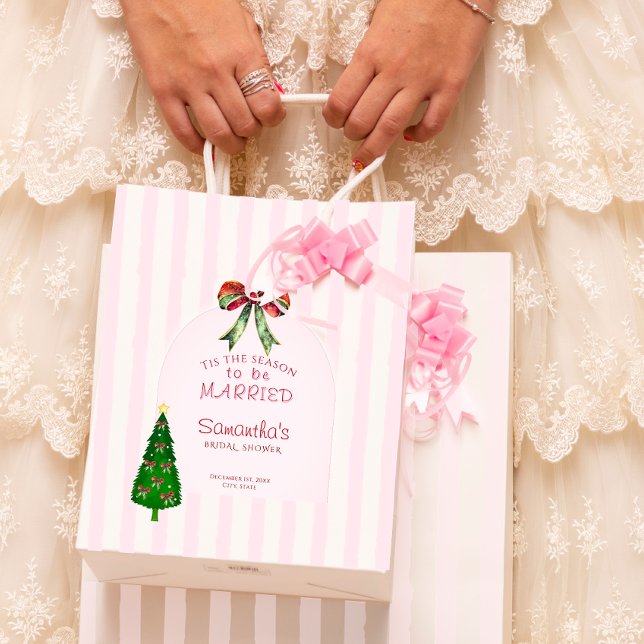 Nu är det dags att gifta sig - Bröllopsdusch (Bow Tis The Season To Be Married Bridal Shower Favor Gift Bag Festive Wedding Rehearsal Dinner )