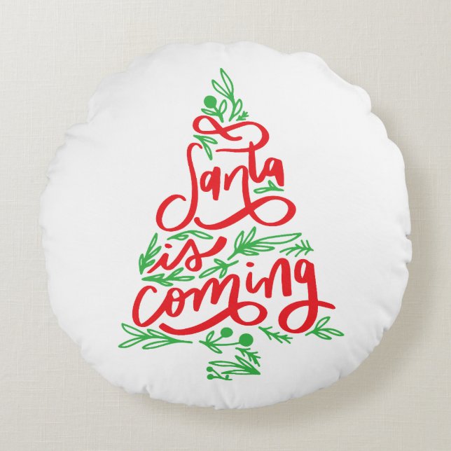 Nu är det dags för jul rund kudde (Framsidan)