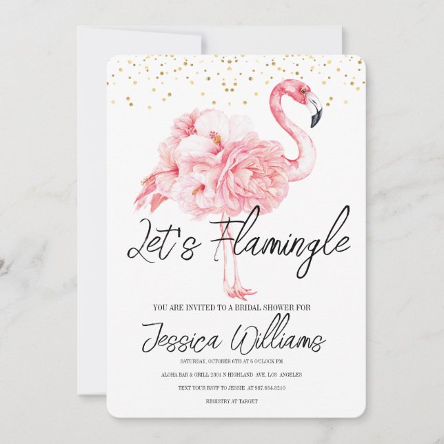 Nu är det Flamingle! Bash för tropisk Möhippa Inbjudningar (Framsida)