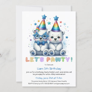 Nu är det Party! Cute Polar Bear Birthday-inbjudan Inbjudningar