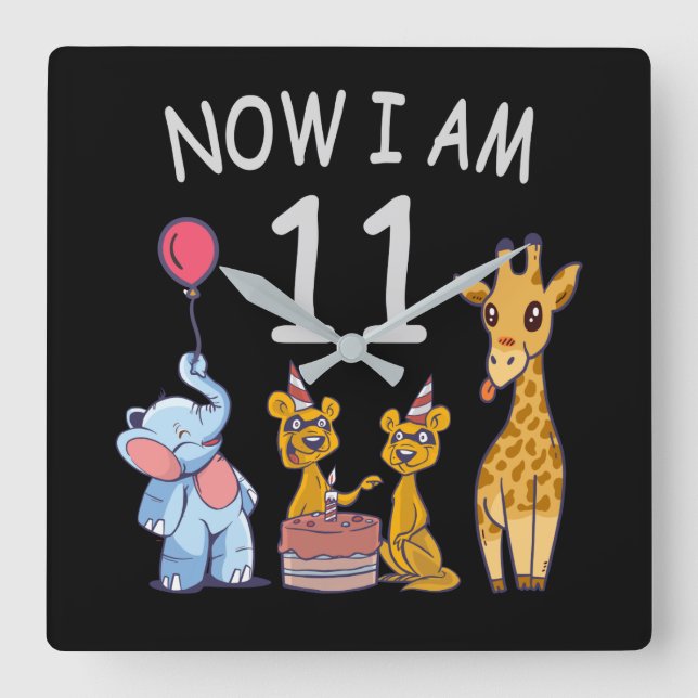 Nu är jag 11 år gammal 11:e födelsedag på Zoo Fyrkantig Klocka (Framsida)