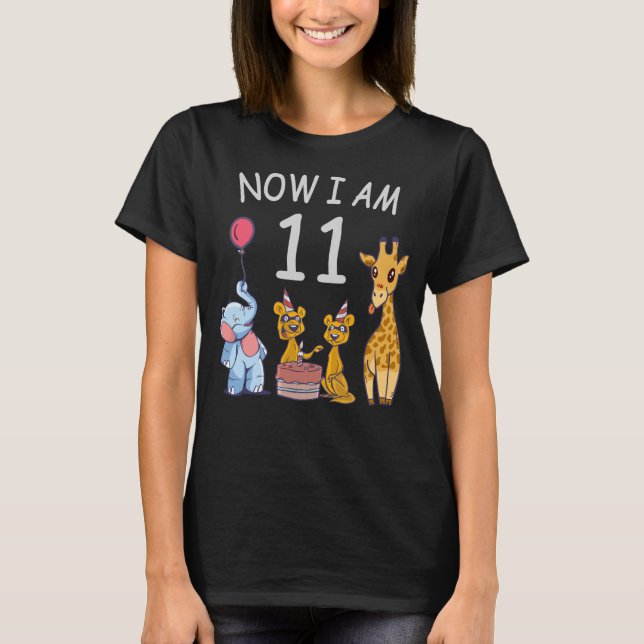 Nu är jag 11 år gammal 11:e födelsedag på Zoo T Shirt (Framsida)