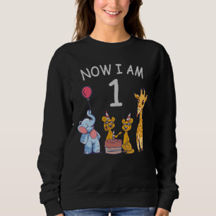 Nu är jag 1 år gammal 1:a födelsedag i Zoo T Shirt