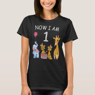 Nu är jag 1 år gammal 1:a födelsedag i Zoo T Shirt