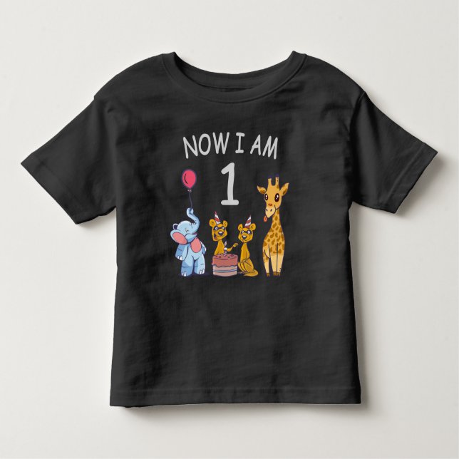 Nu är jag 1 år gammal 1-års födelsedag på Zoo T Shirt (Framsida)
