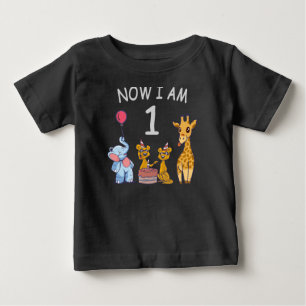 Nu är jag 1 år gammal 1-års födelsedag på Zoo T Shirt