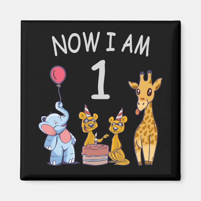 Nu är jag 1 år gammal 1-årsdag på Zoo Magnet (Framsidan)