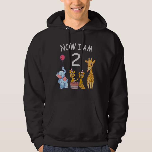 Nu är jag 2 år gammal 2:a födelsedagen vid Zoo Hoodie (Framsida)