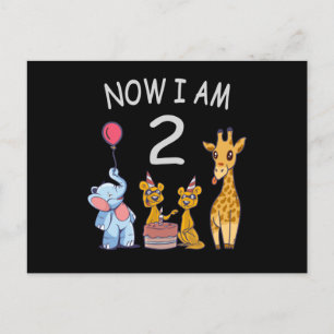 Nu är jag 2 år gammal 2-års födelsedag på Zoo Post Vykort