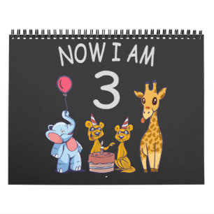 Nu är jag 3 år gammal 3-års födelsedag på Zoo Kalender